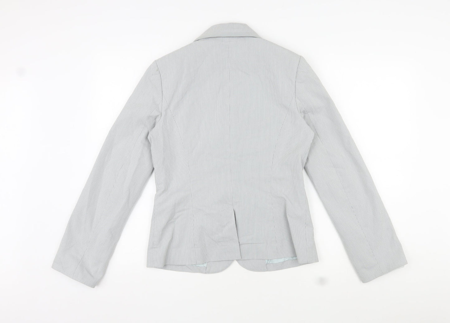 New Look Womens Grey Pinstripe Cotton Jacket Blazer Size 12