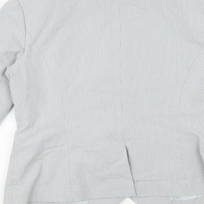 New Look Womens Grey Pinstripe Cotton Jacket Blazer Size 12