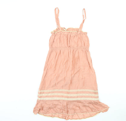 New Look Womens Pink Viscose Tank Dress Size 8 Round Neck Pullover