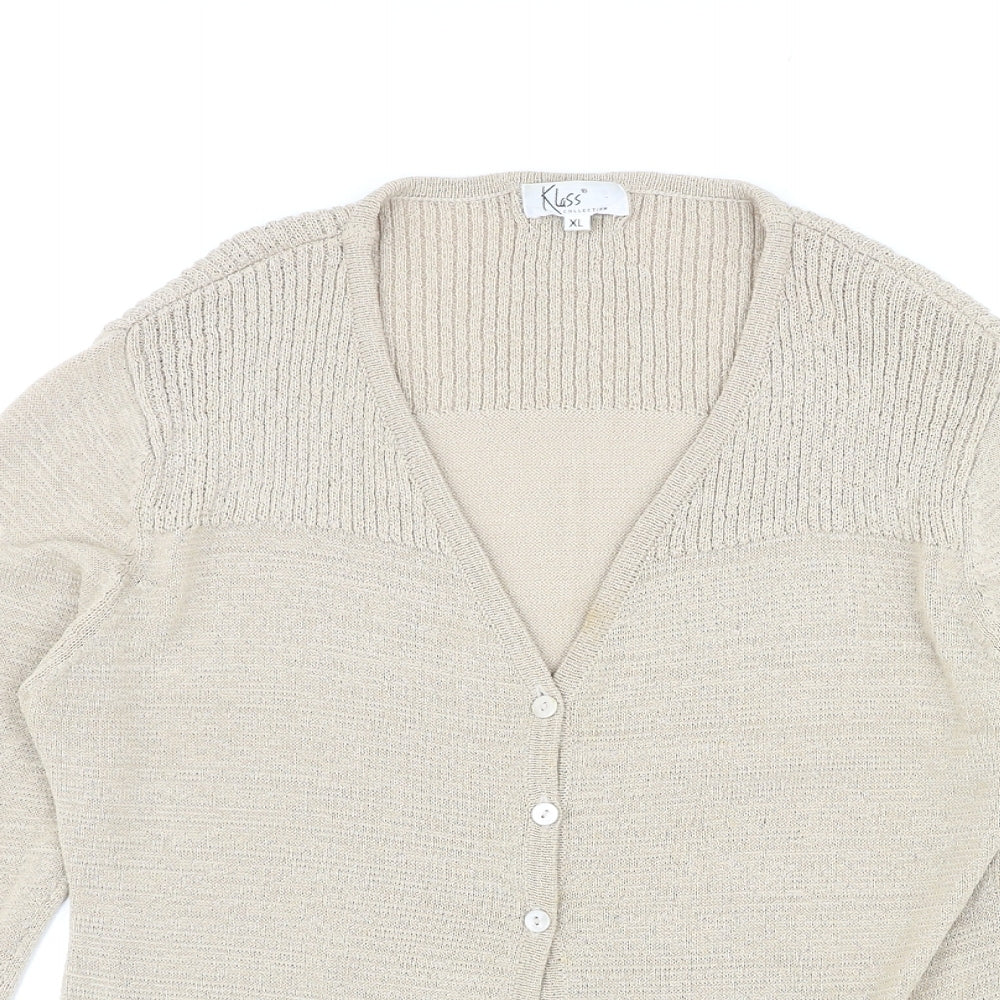Womens UK Size XL Klass Beige Cardigan Jumper
