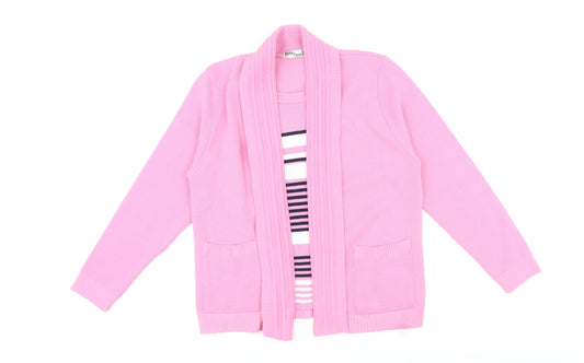 Hand to Hand Womens Pink Round Neck Striped Acrylic Pullover Jumper Size L - Twin Set