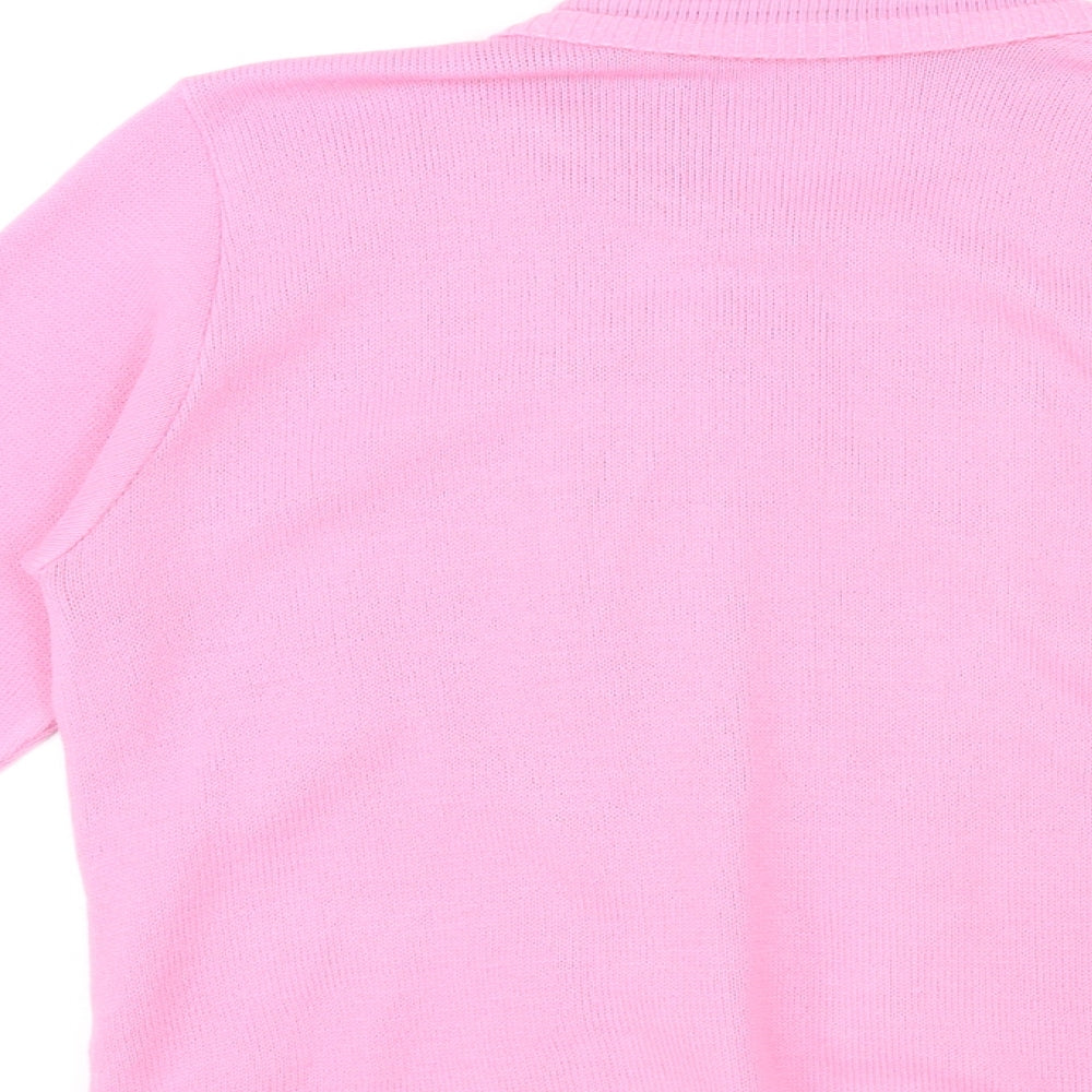 Hand to Hand Womens Pink Round Neck Striped Acrylic Pullover Jumper Size L - Twin Set