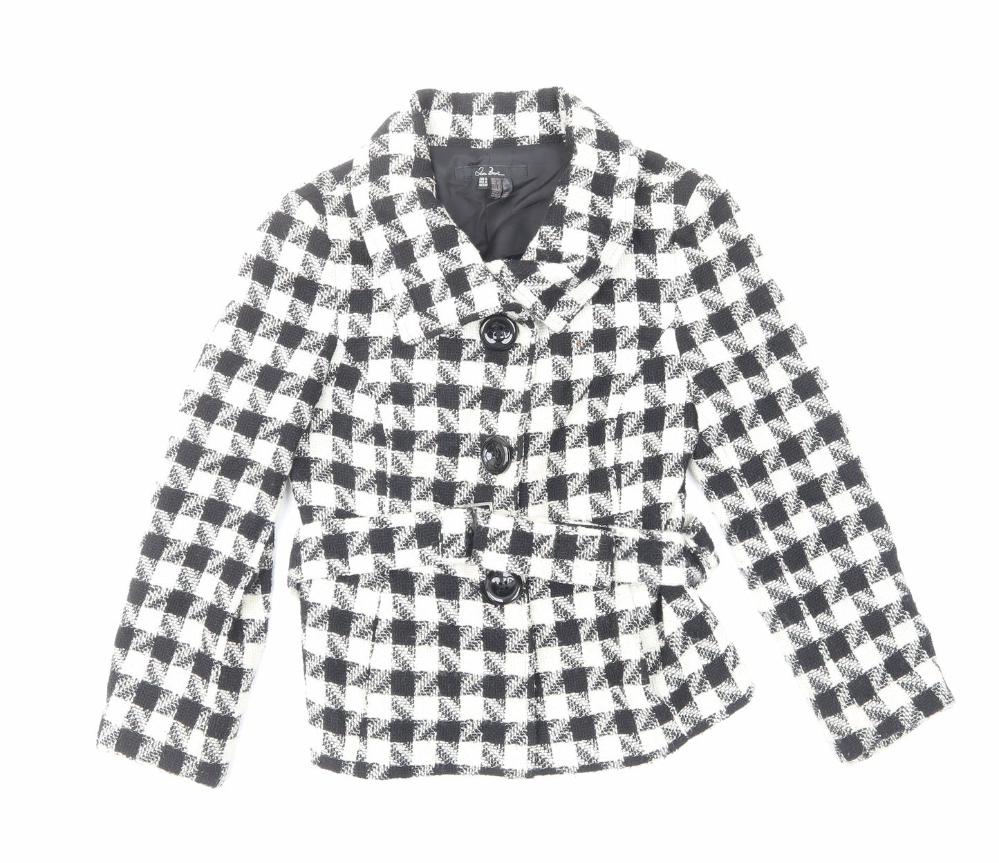 Jem basic Womens Ivory Plaid Jacket Size M Button