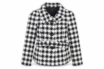 Jem basic Womens Ivory Plaid Jacket Size M Button