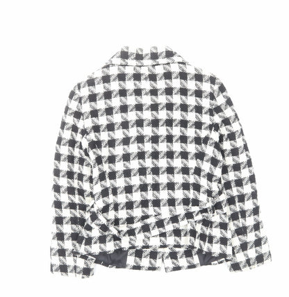 Jem basic Womens Ivory Plaid Jacket Size M Button