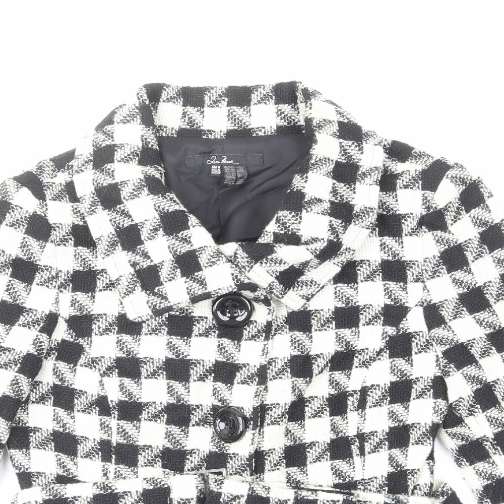 Jem basic Womens Ivory Plaid Jacket Size M Button