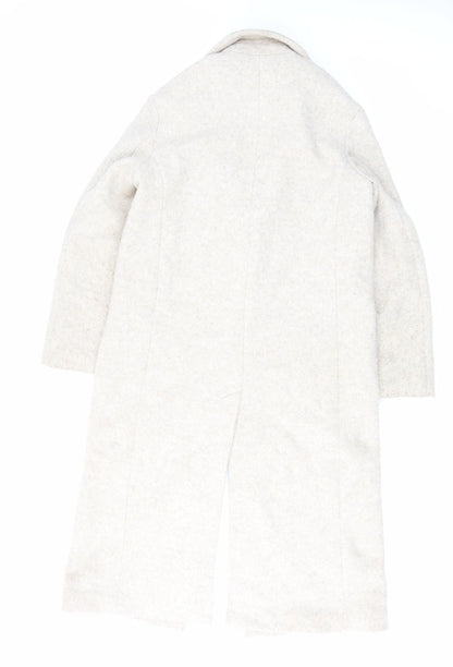 H&M Womens Beige Overcoat Coat Size XS Button
