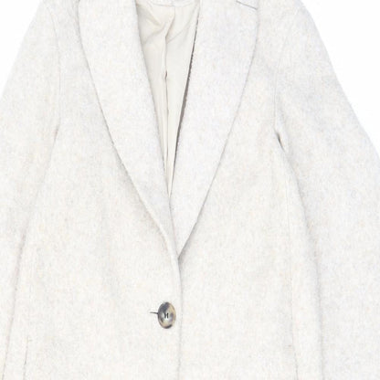 H&M Womens Beige Overcoat Coat Size XS Button