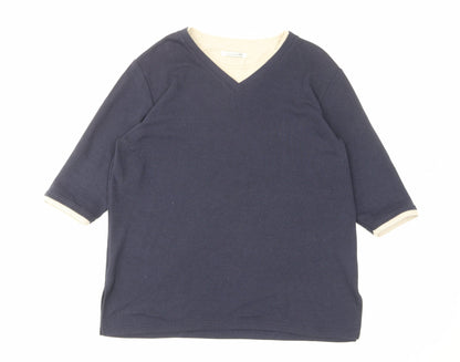 Leisure Womens Blue V-Neck Polyester Pullover Jumper Size 20