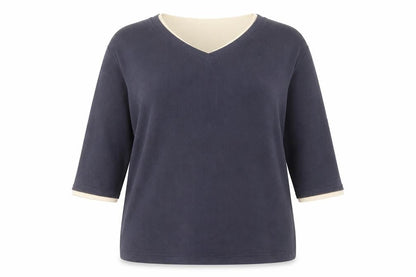 Leisure Womens Blue V-Neck Polyester Pullover Jumper Size 20