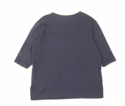 Leisure Womens Blue V-Neck Polyester Pullover Jumper Size 20