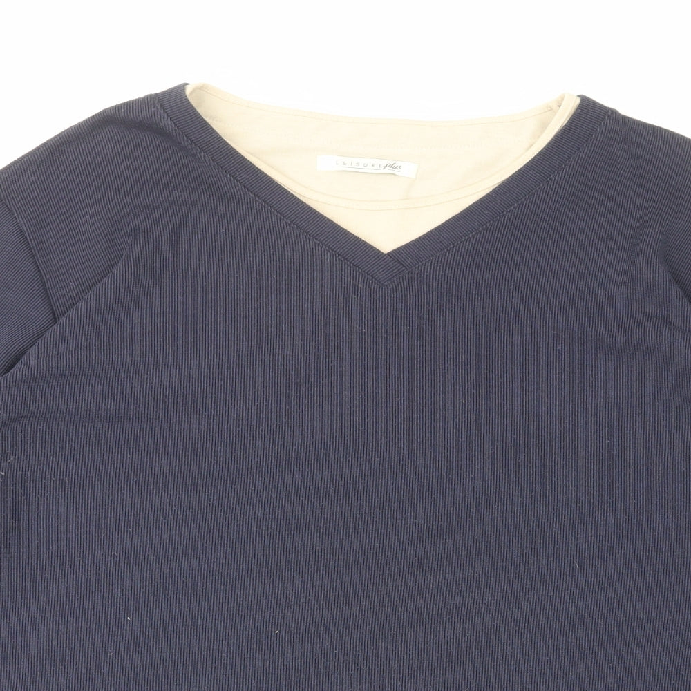Leisure Womens Blue V-Neck Polyester Pullover Jumper Size 20