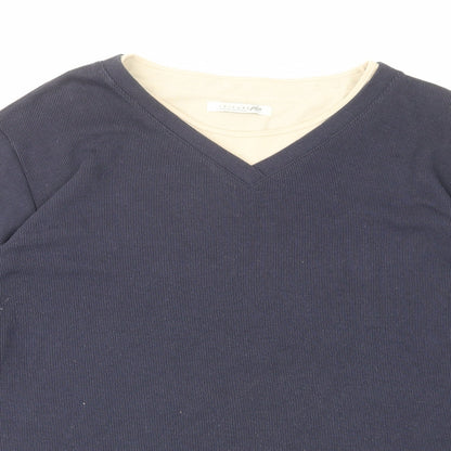 Leisure Womens Blue V-Neck Polyester Pullover Jumper Size 20