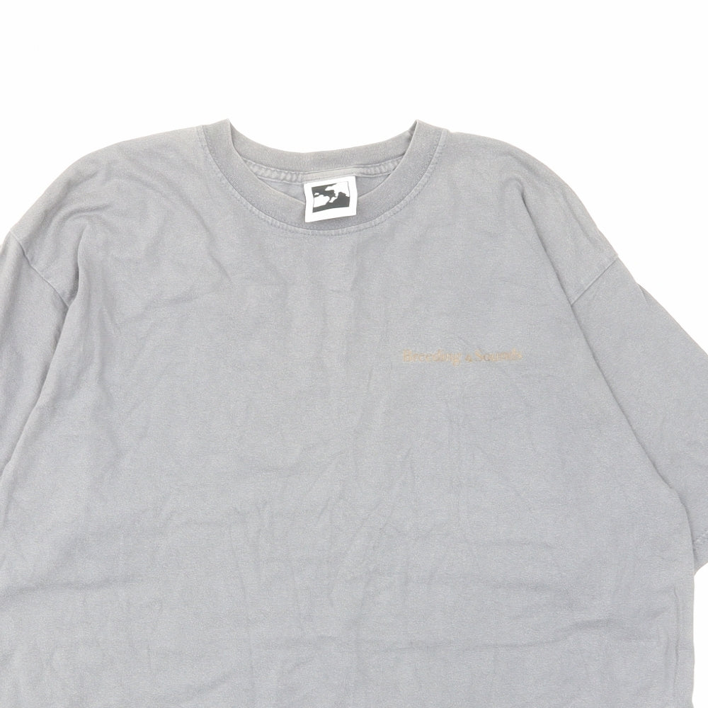 swampbreed Mens Grey Cotton T-Shirt Size M Crew Neck