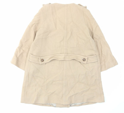 Zara Womens Beige Overcoat Coat Size S Button - Bows, Pockets