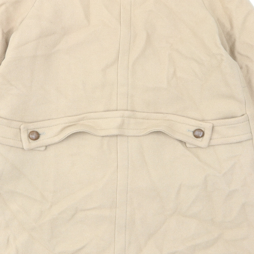 Zara Womens Beige Overcoat Coat Size S Button - Bows, Pockets