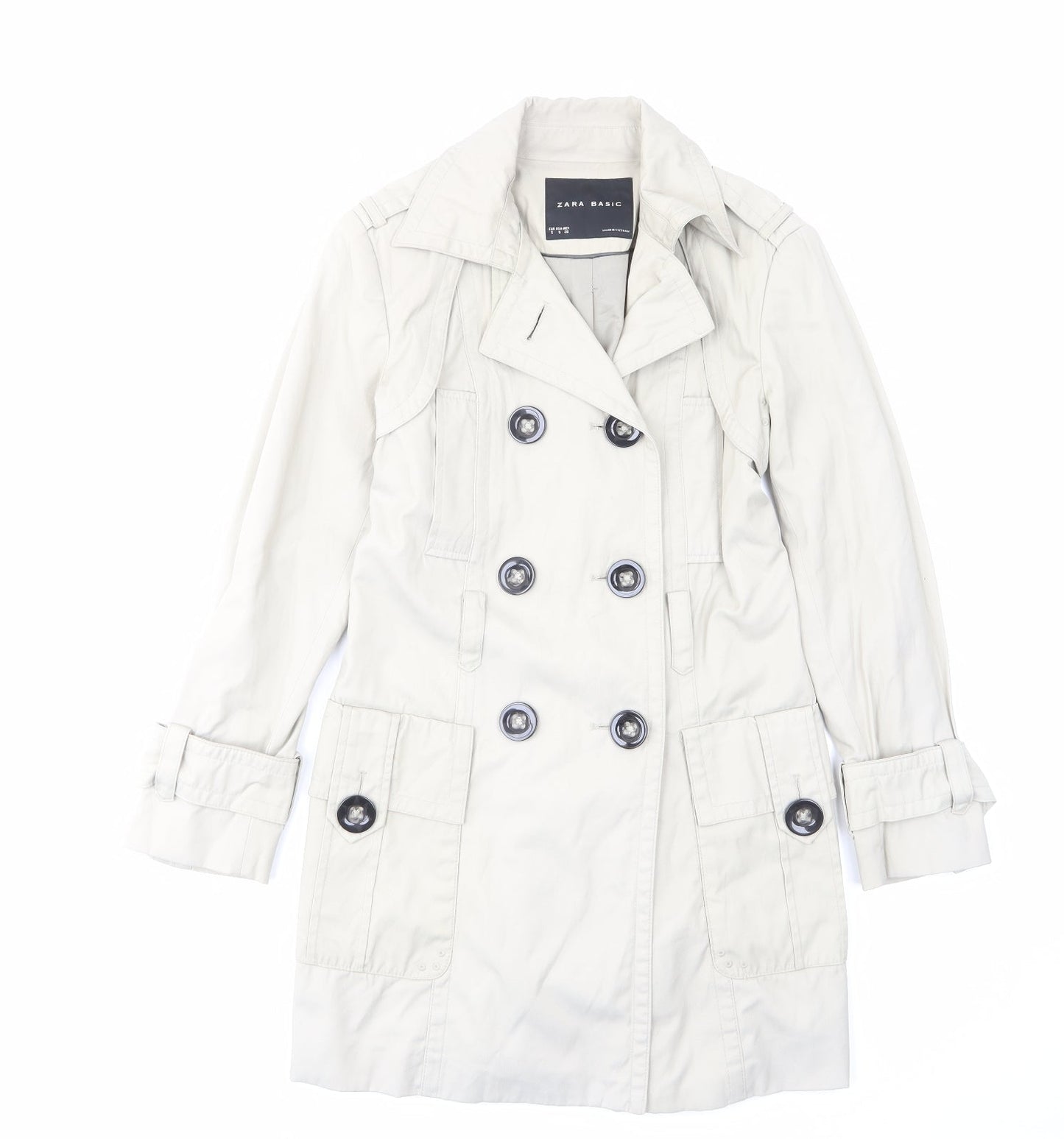 Womens UK Size S Zara Beige Military Jacket