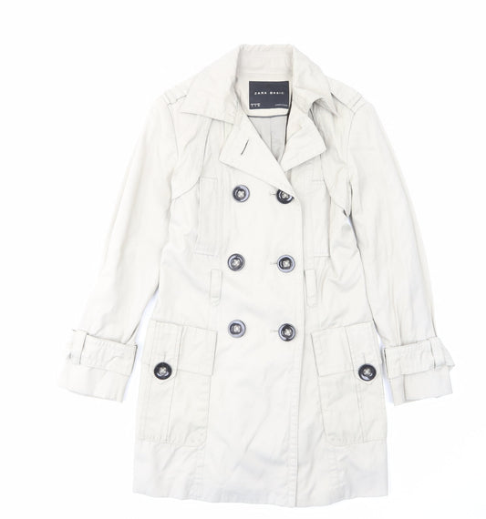 Womens UK Size S Zara Beige Military Jacket