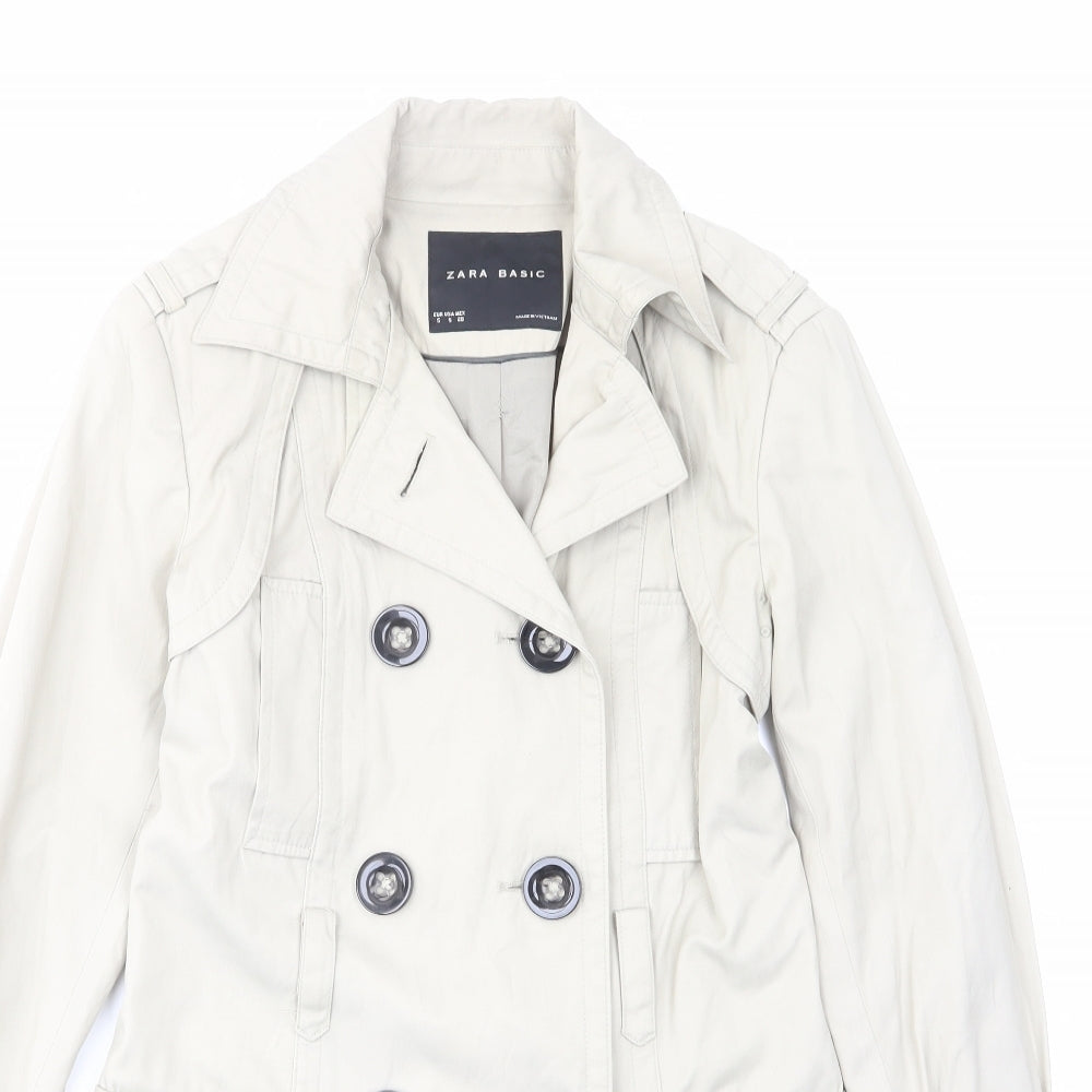 Womens UK Size S Zara Beige Military Jacket