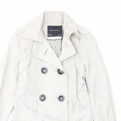 Womens UK Size S Zara Beige Military Jacket