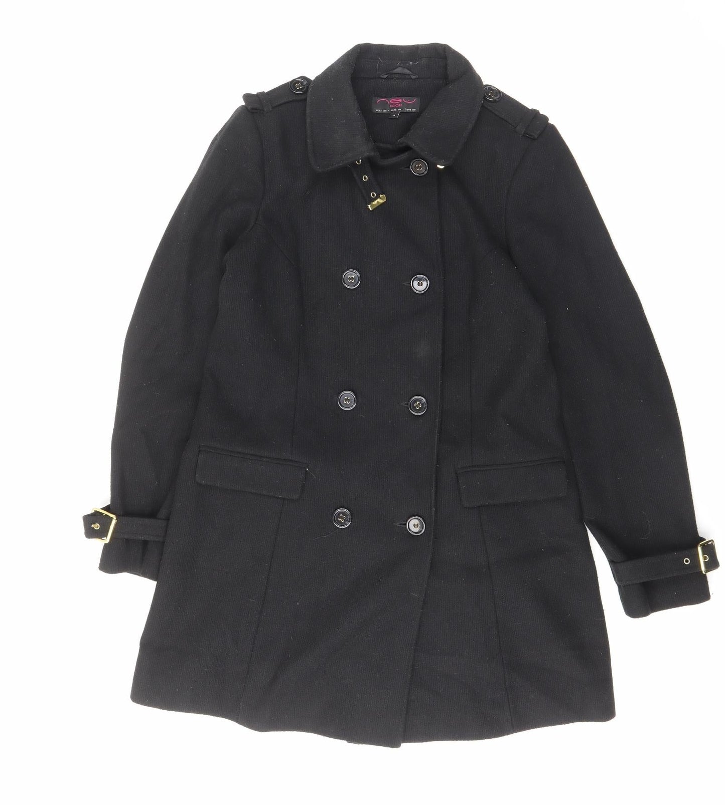 Womens UK Size 14 New Look Black Overcoat