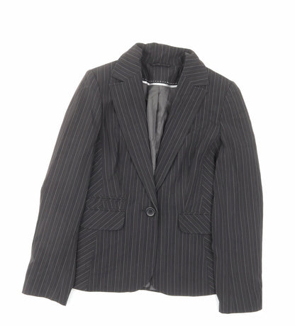Dorothy Perkins Womens Grey Striped Polyester Jacket Suit Jacket Size 10 - Pockets