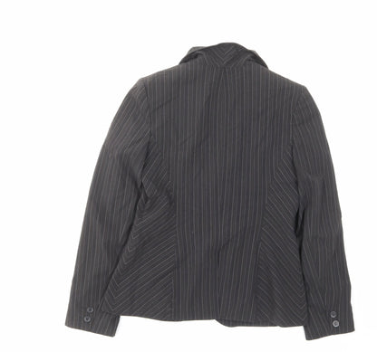 Dorothy Perkins Womens Grey Striped Polyester Jacket Suit Jacket Size 10 - Pockets