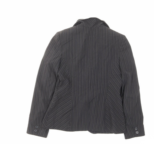 Dorothy Perkins Womens Grey Striped Polyester Jacket Suit Jacket Size 10 - Pockets