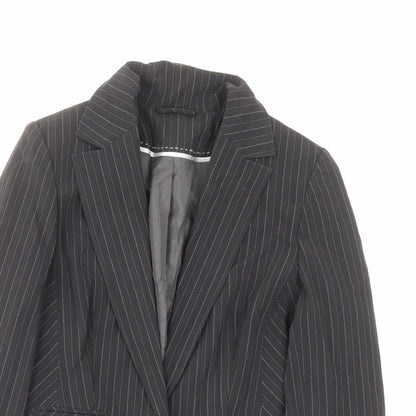 Dorothy Perkins Womens Grey Striped Polyester Jacket Suit Jacket Size 10 - Pockets