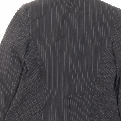 Dorothy Perkins Womens Grey Striped Polyester Jacket Suit Jacket Size 10 - Pockets