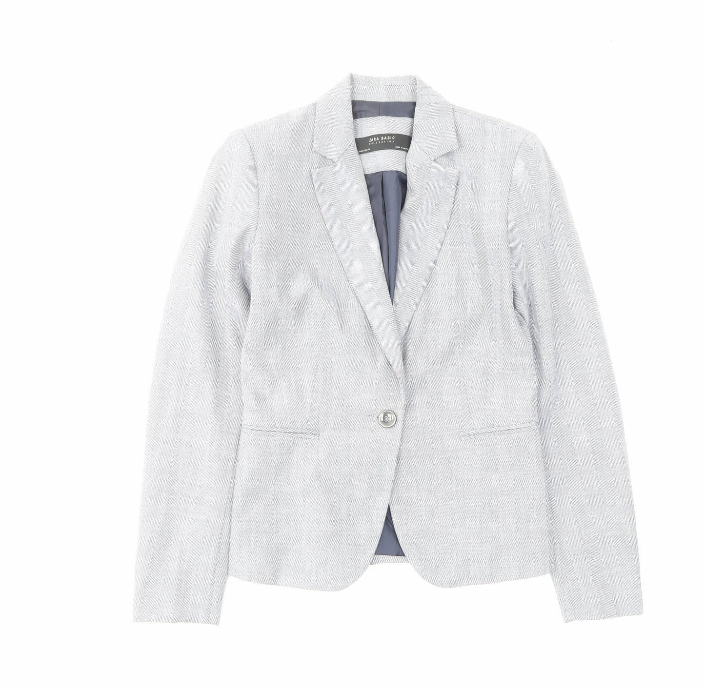 Zara Womens Grey Polyester Jacket Suit Jacket Size 6