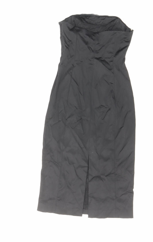 Coast Womens Black Acetate Pencil Dress Size 10 Off the Shoulder Zip - Pleated