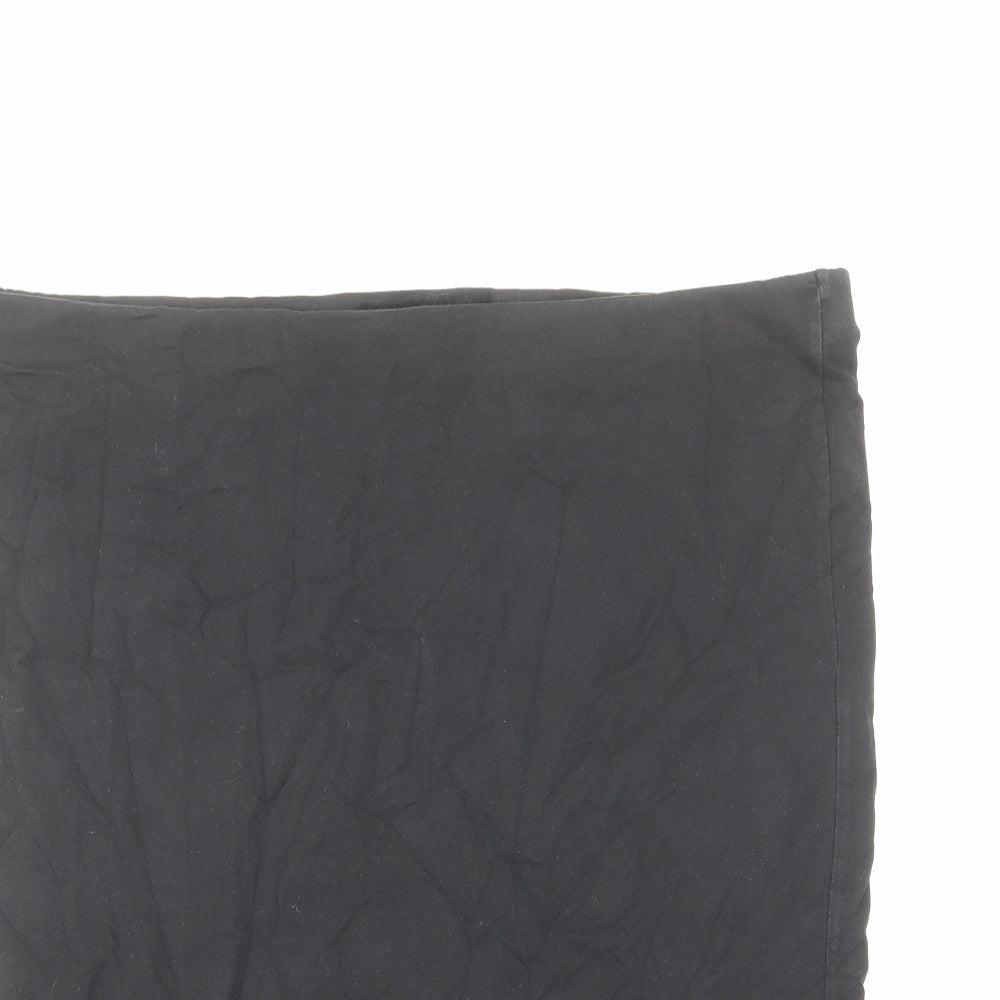 H&M Womens Black Cotton Straight & Pencil Skirt Size L - Elastic waist