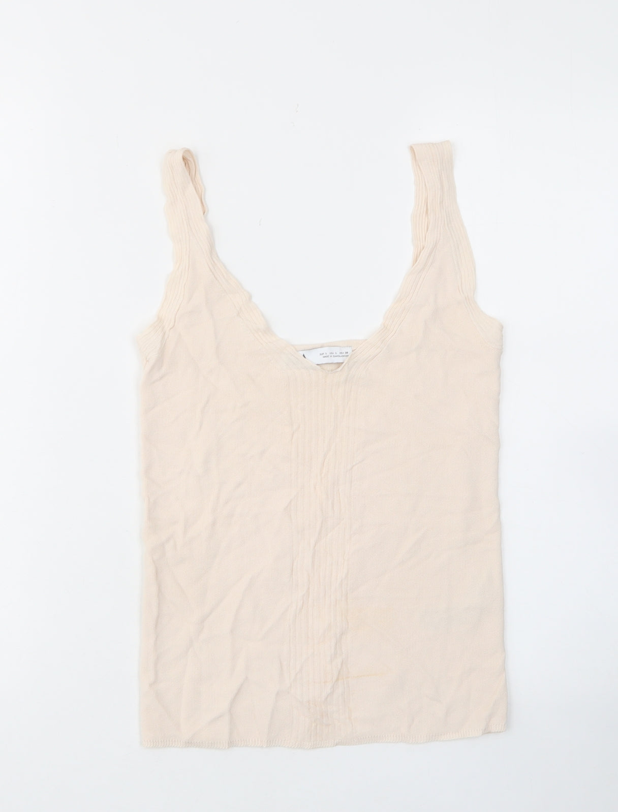 Womens UK Size L Zara Beige Basic Tank