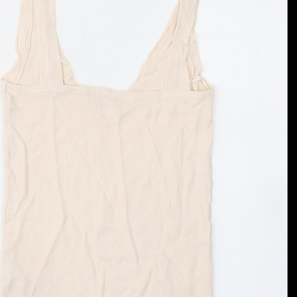 Womens UK Size L Zara Beige Basic Tank