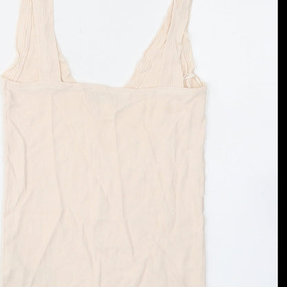 Womens UK Size L Zara Beige Basic Tank
