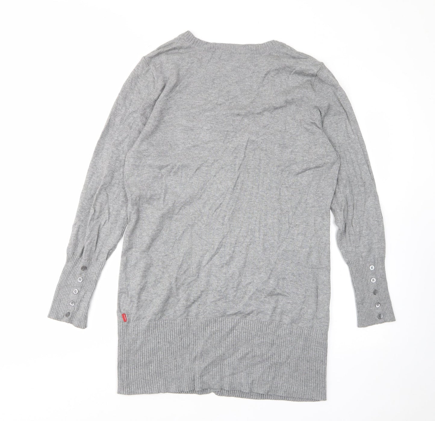 Vackyoy Womens Grey V-Neck Viscose Cardigan Jumper Size L - Pockets