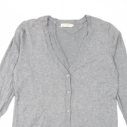 Vackyoy Womens Grey V-Neck Viscose Cardigan Jumper Size L - Pockets