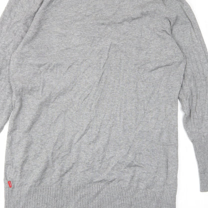 Vackyoy Womens Grey V-Neck Viscose Cardigan Jumper Size L - Pockets