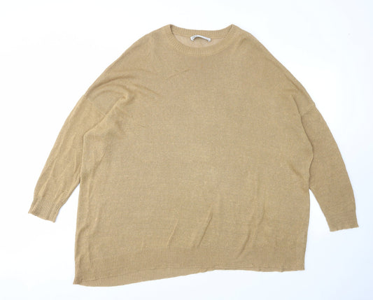 Womens UK Size M Zara Brown Pullover Jumper