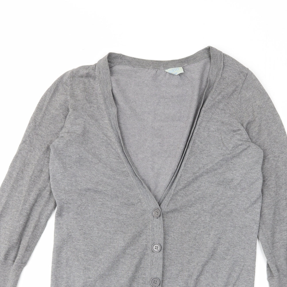 Womens UK Size 8 Oasis Grey Cardigan Jumper