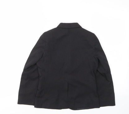 Back view of Duck and Cover boys’ grey striped jacket blazer, size 7, years button