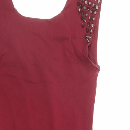 AX Paris Womens Red Viscose Bodycon Size 12 Round Neck Pullover