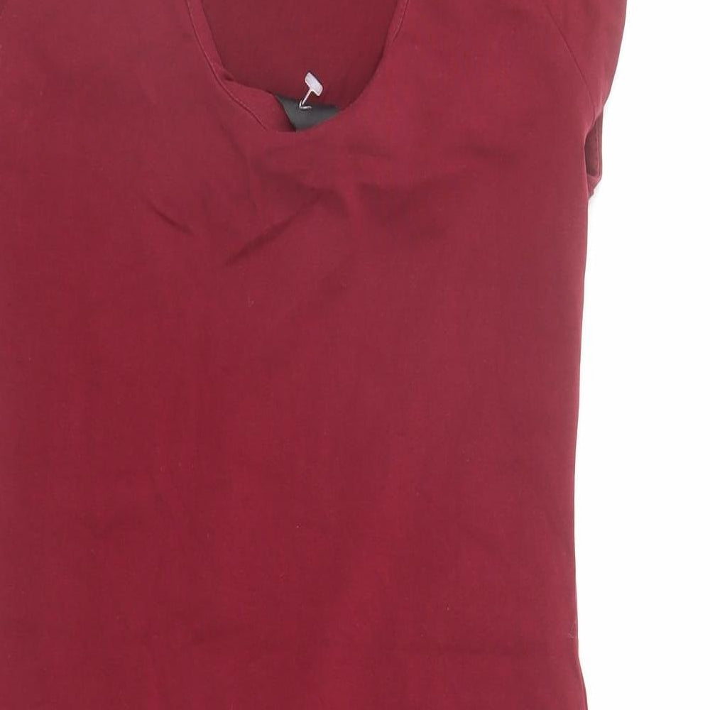 AX Paris Womens Red Viscose Bodycon Size 12 Round Neck Pullover