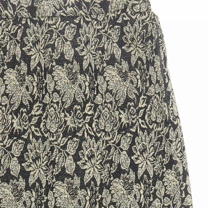Tricosa Womens Gold Floral Polyester A-Line Skirt Size 26 in Zip