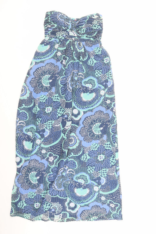 Monsoon Womens Blue Geometric Polyester A-Line Size S Sweetheart Pullover