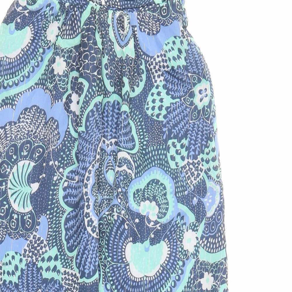 Monsoon Womens Blue Geometric Polyester A-Line Size S Sweetheart Pullover