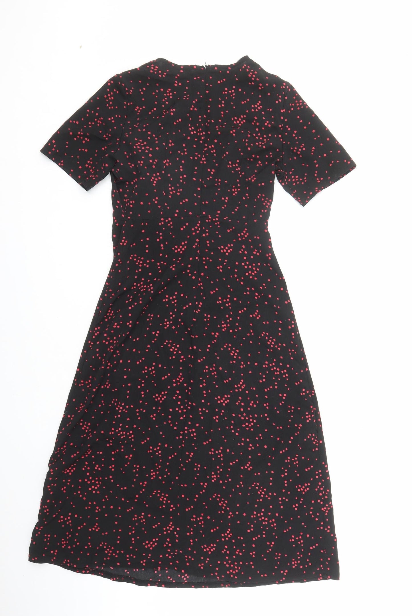 Nasty Gal Womens Black Geometric Polyester A-Line Size 6 V-Neck Zip