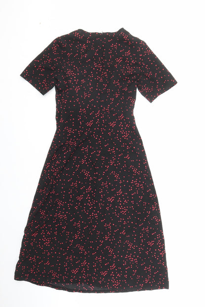 Nasty Gal Womens Black Geometric Polyester A-Line Size 6 V-Neck Zip