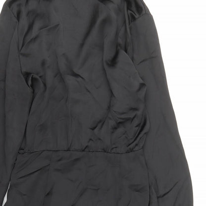 Zara Womens Black Polyester A-Line Size S Collared Zip